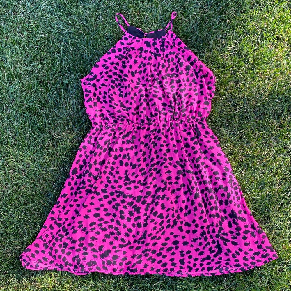 Pink and Black Polka Dot Dress